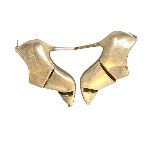 FIONI Gold Slip On Back Zip Sandal Heels Size 11 - Picture 7 of 9